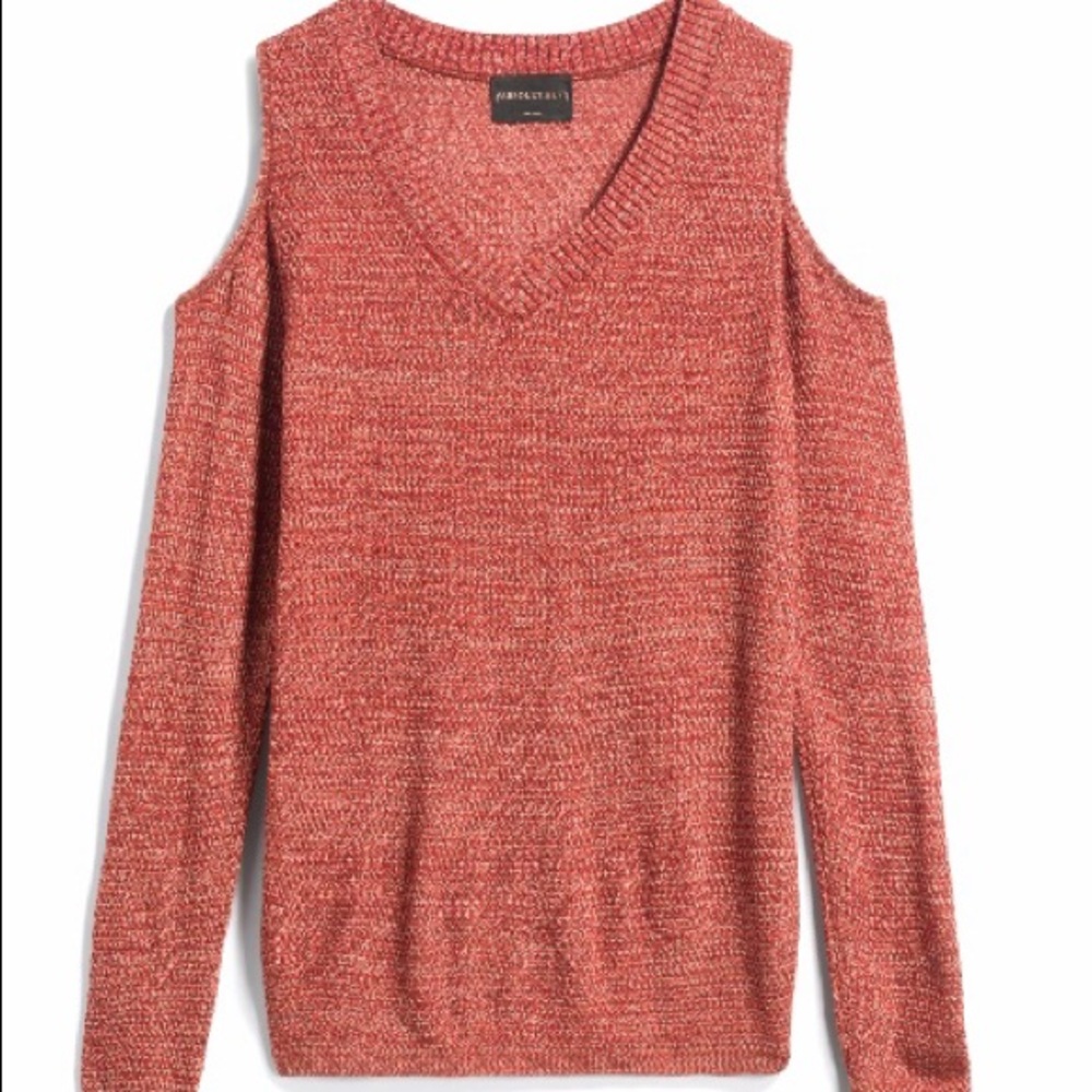 Long sleeve knit shoulder cut out sweater